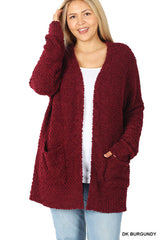 Dark Burgundy Popcorn Cardigan