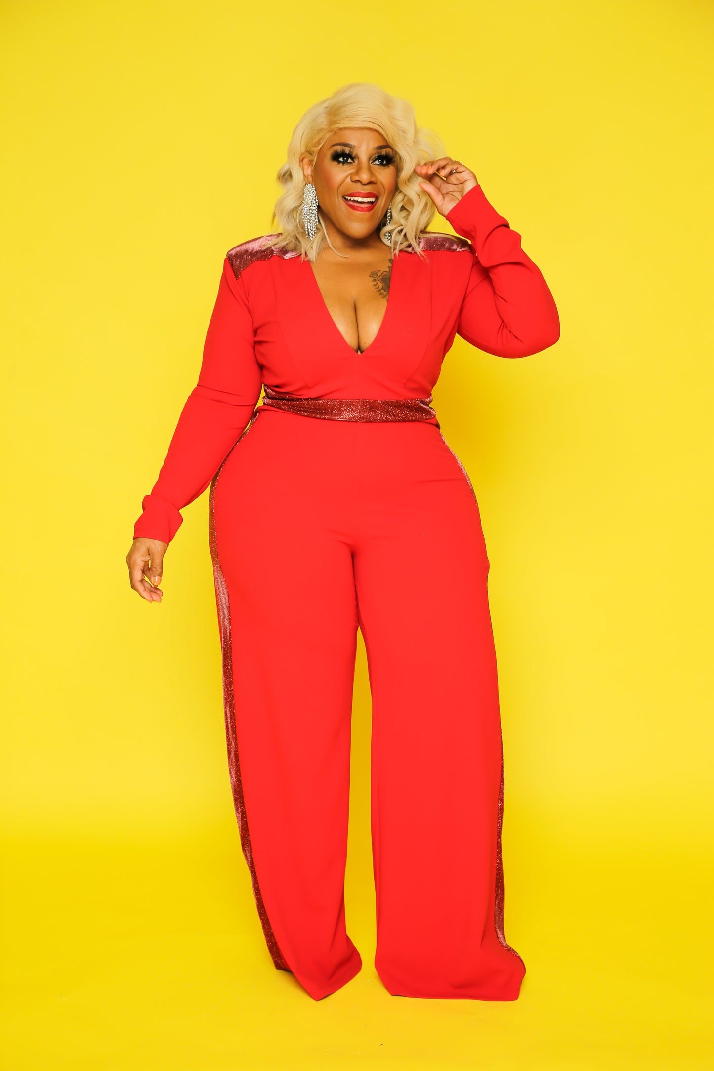 Red Glam Side Jumpsuit
