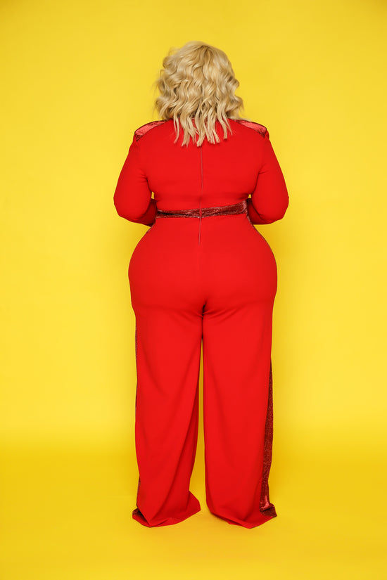 Red Glam Side Jumpsuit