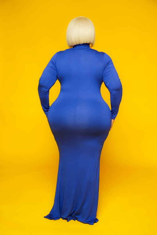 Load image into Gallery viewer, Royal Blue Lala Turtleneck Maxi Dress
