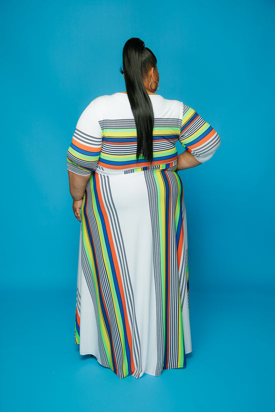 Extended Size Orange Stripe Gabby Dress