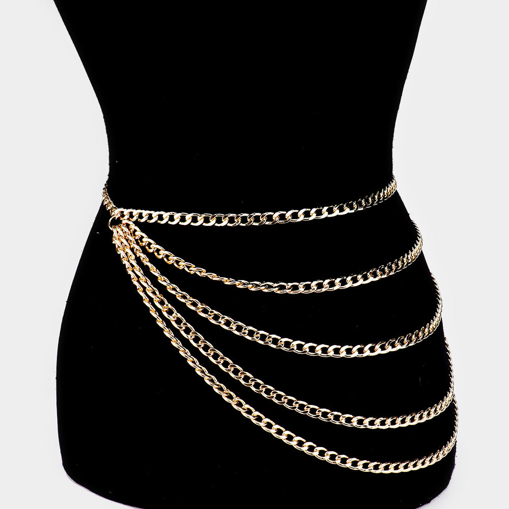 Gold 5 Row Chain Belt