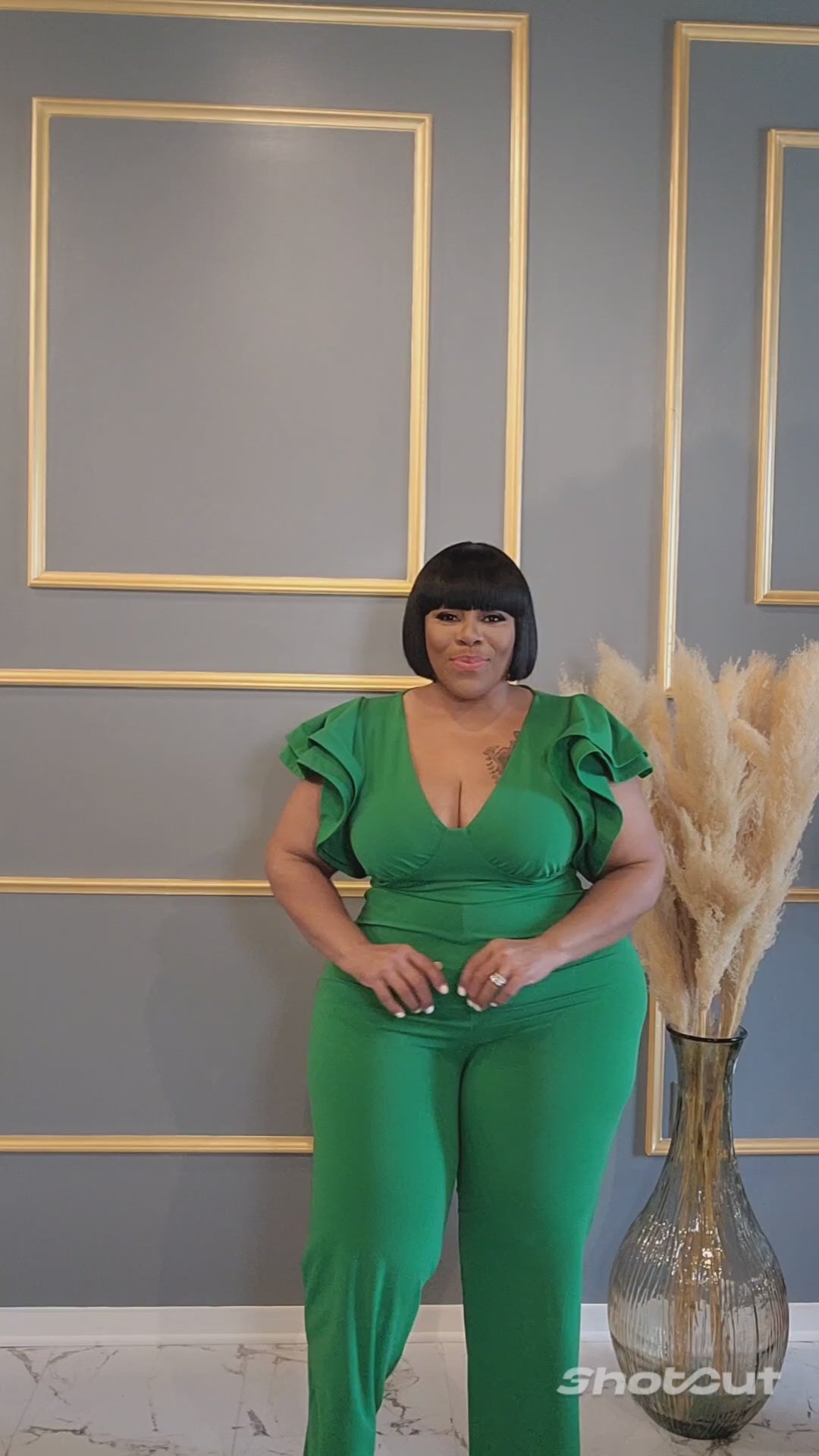 Load and play video in Gallery viewer, Green Ready to Ruffle Jumpsuit
