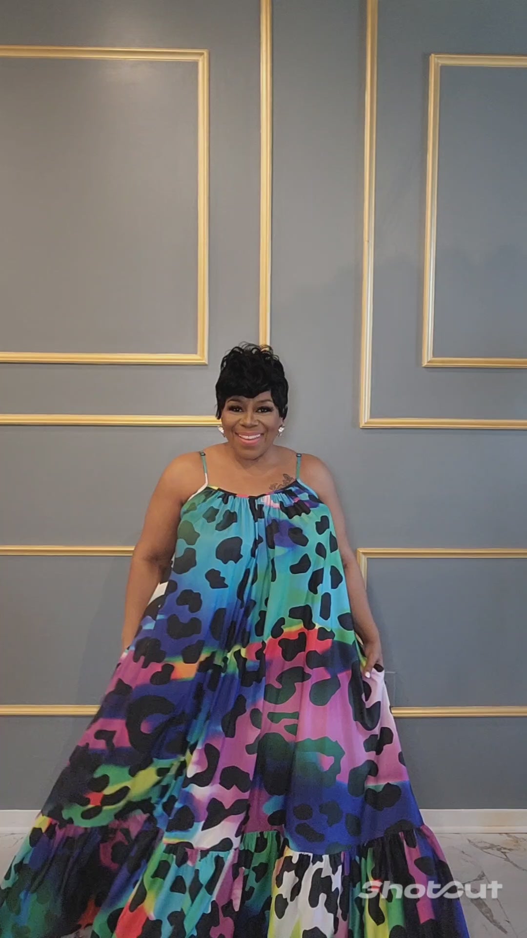 Load and play video in Gallery viewer, Turquoise Spotted Maxi Dress
