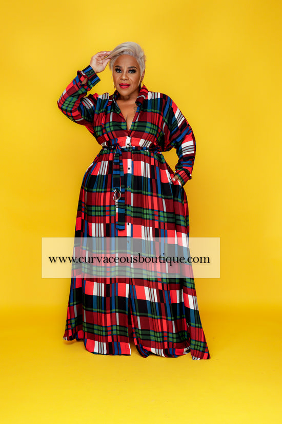 Load image into Gallery viewer, Red Plaid A-Line Maxi Dress
