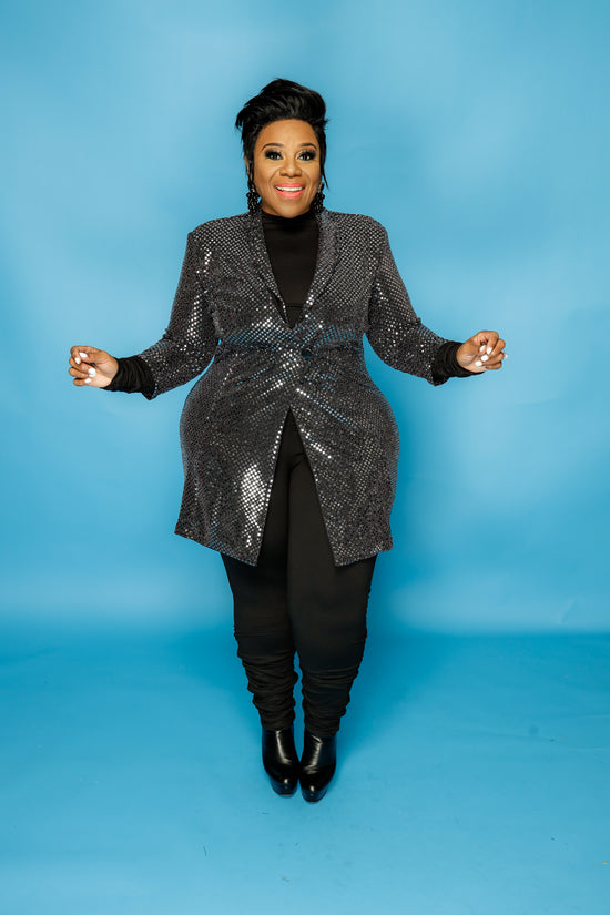 Black Metallic Blazer/Dress