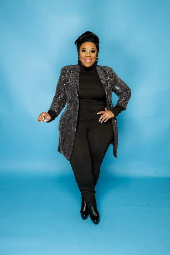 Black Metallic Blazer/Dress