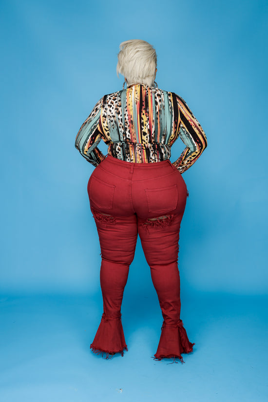 Burgundy Rock Da Bell Jeans