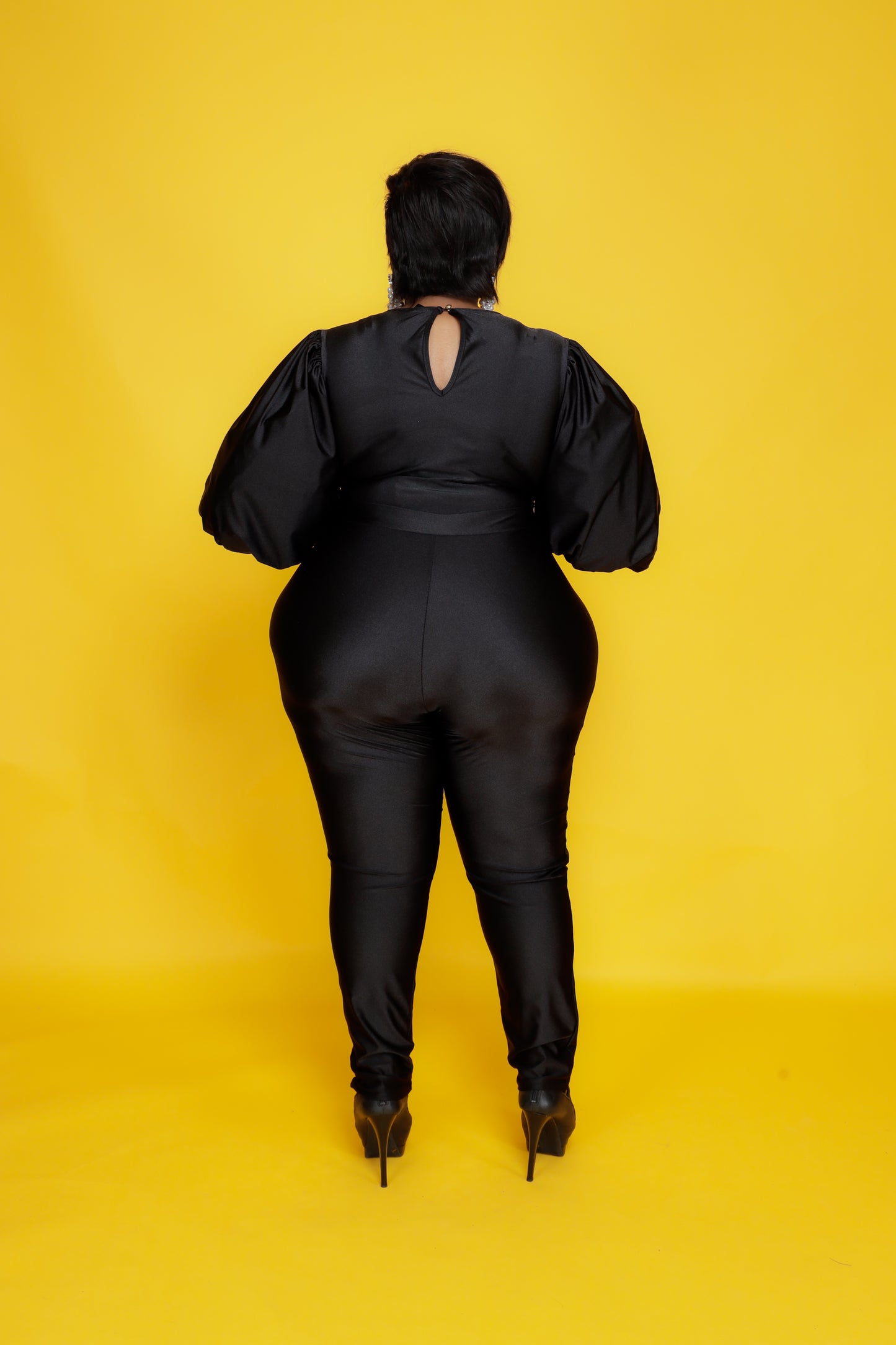 Black Balloon Sleeves Jumpsuit