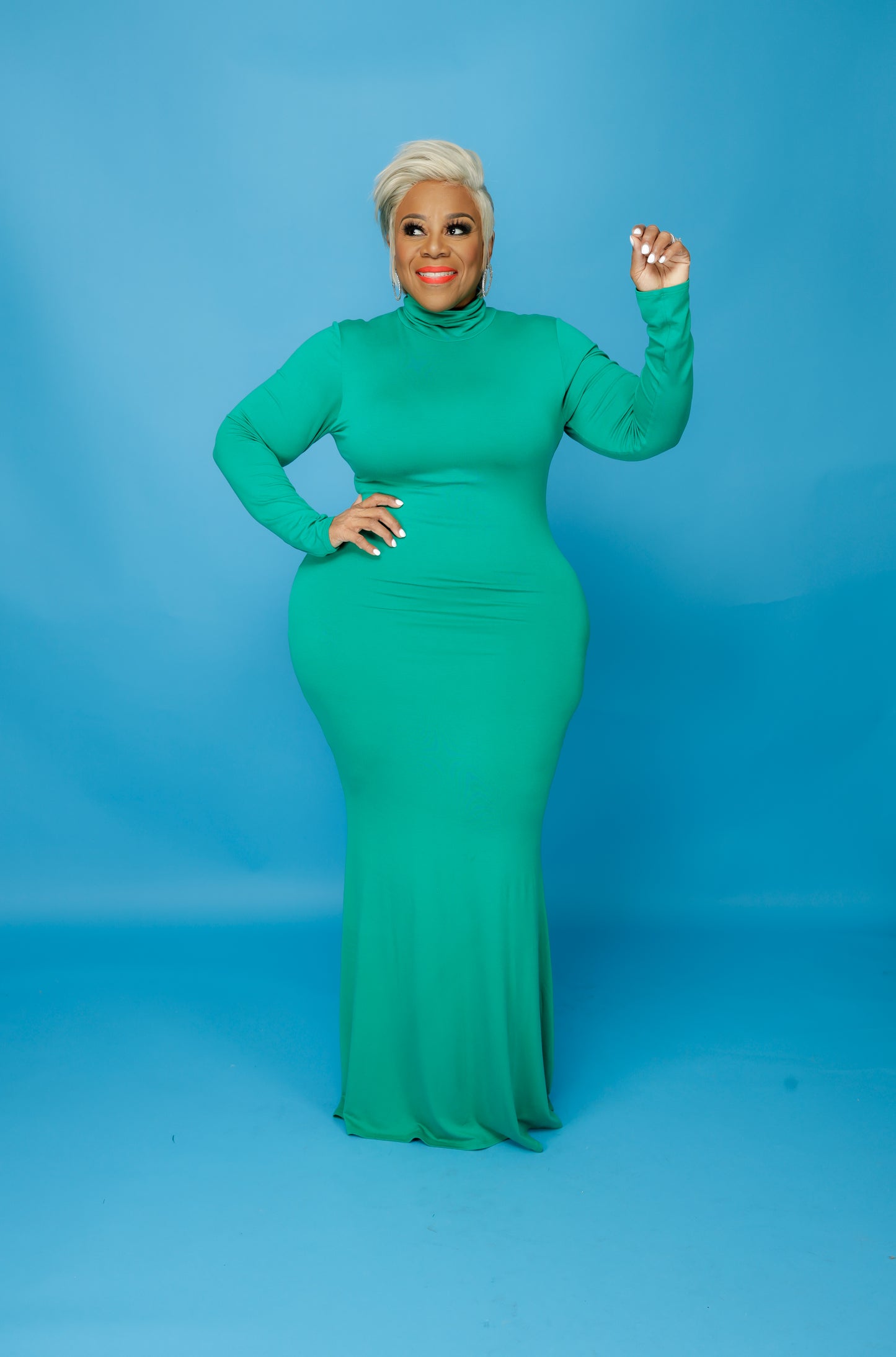 Load image into Gallery viewer, Green Lala Turtleneck Maxi Dress
