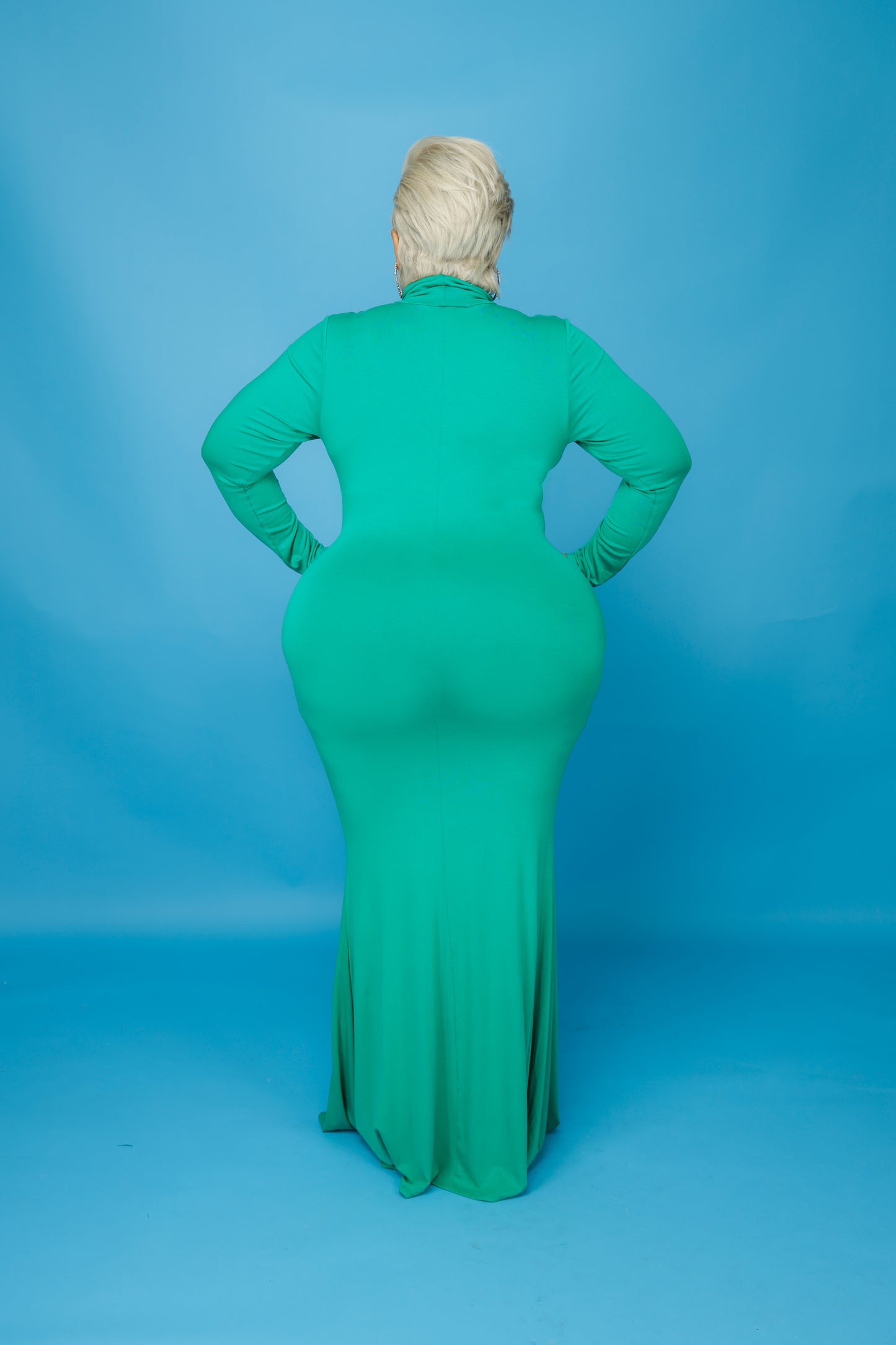 Load image into Gallery viewer, Green Lala Turtleneck Maxi Dress
