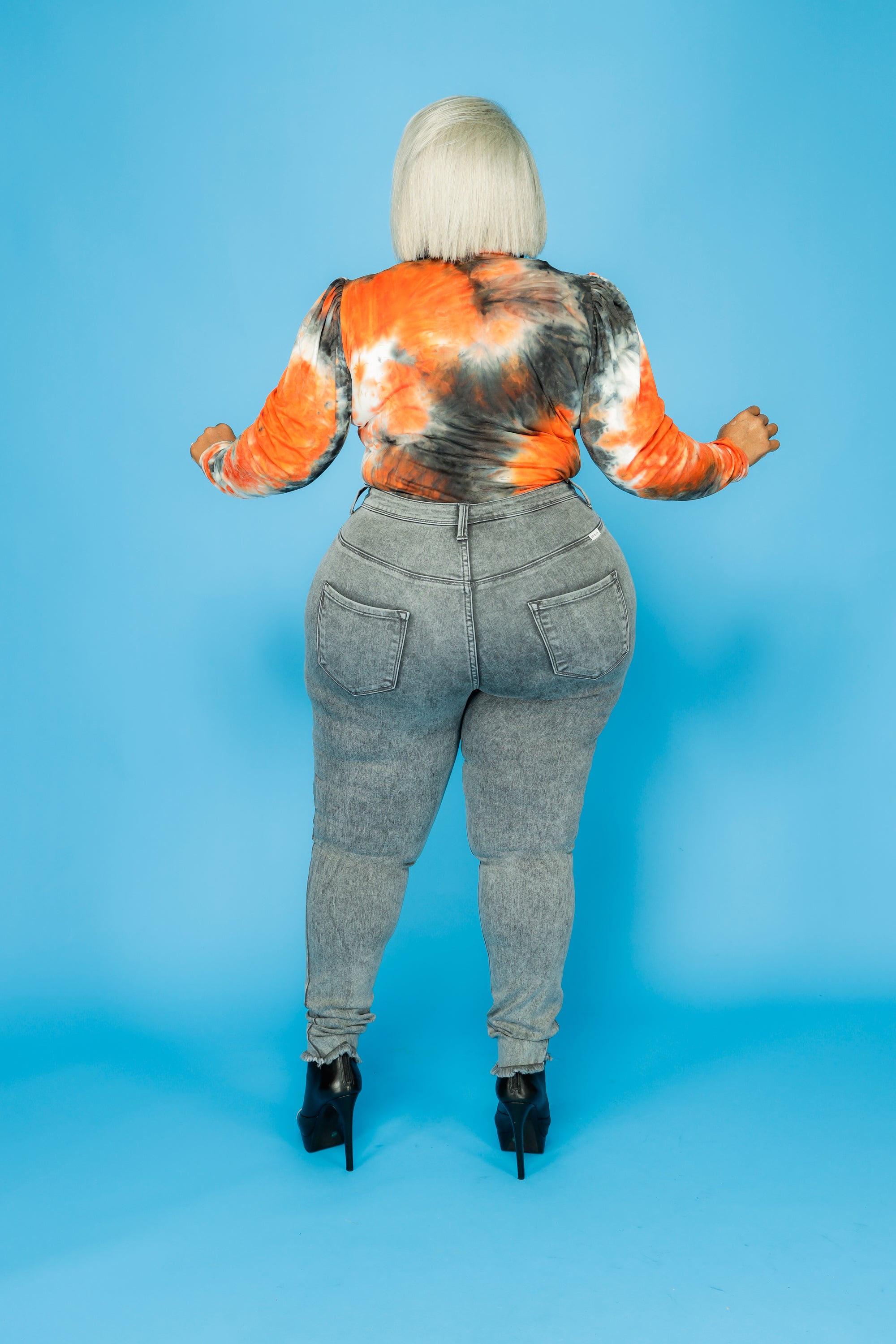 Orange & Gray Tye Dye Bodysuit