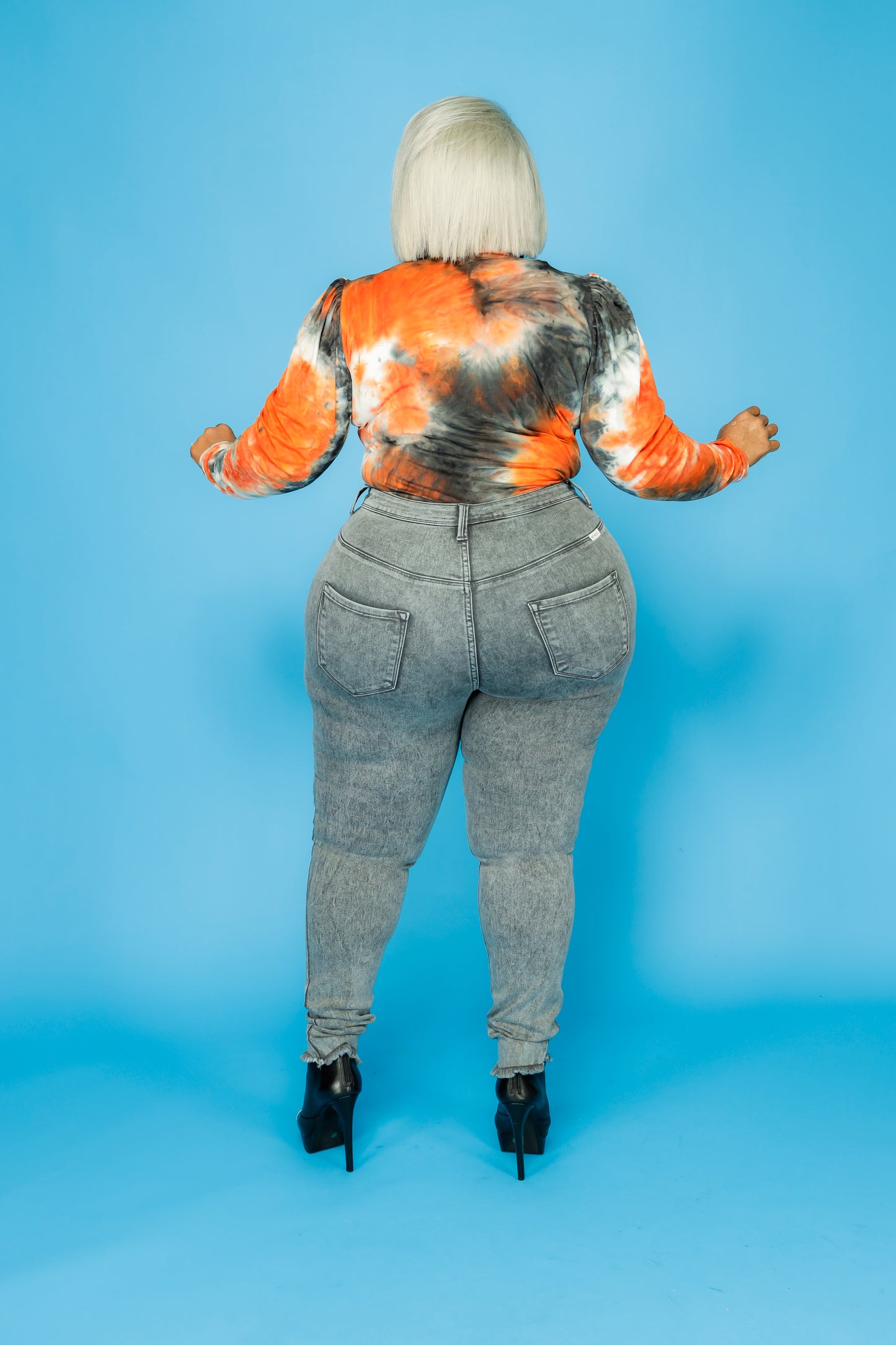 Load image into Gallery viewer, Orange &amp;amp; Gray Tye Dye Bodysuit

