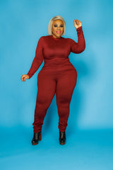 Burgundy Ruched Catsuit