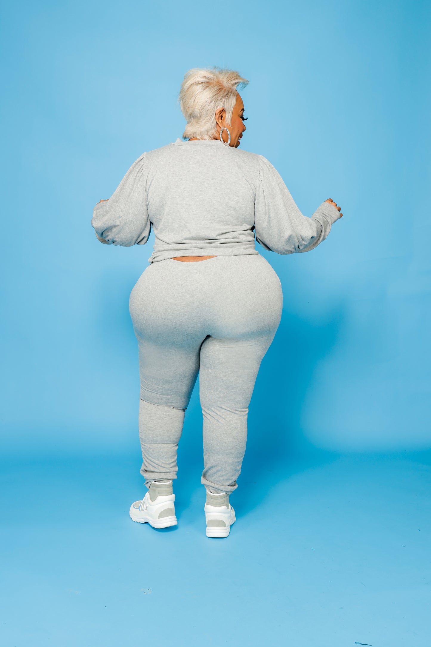 Grey Puff Sleeve Jogger Set