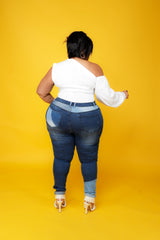 Blue Patch Up Denim Skinny Jeans