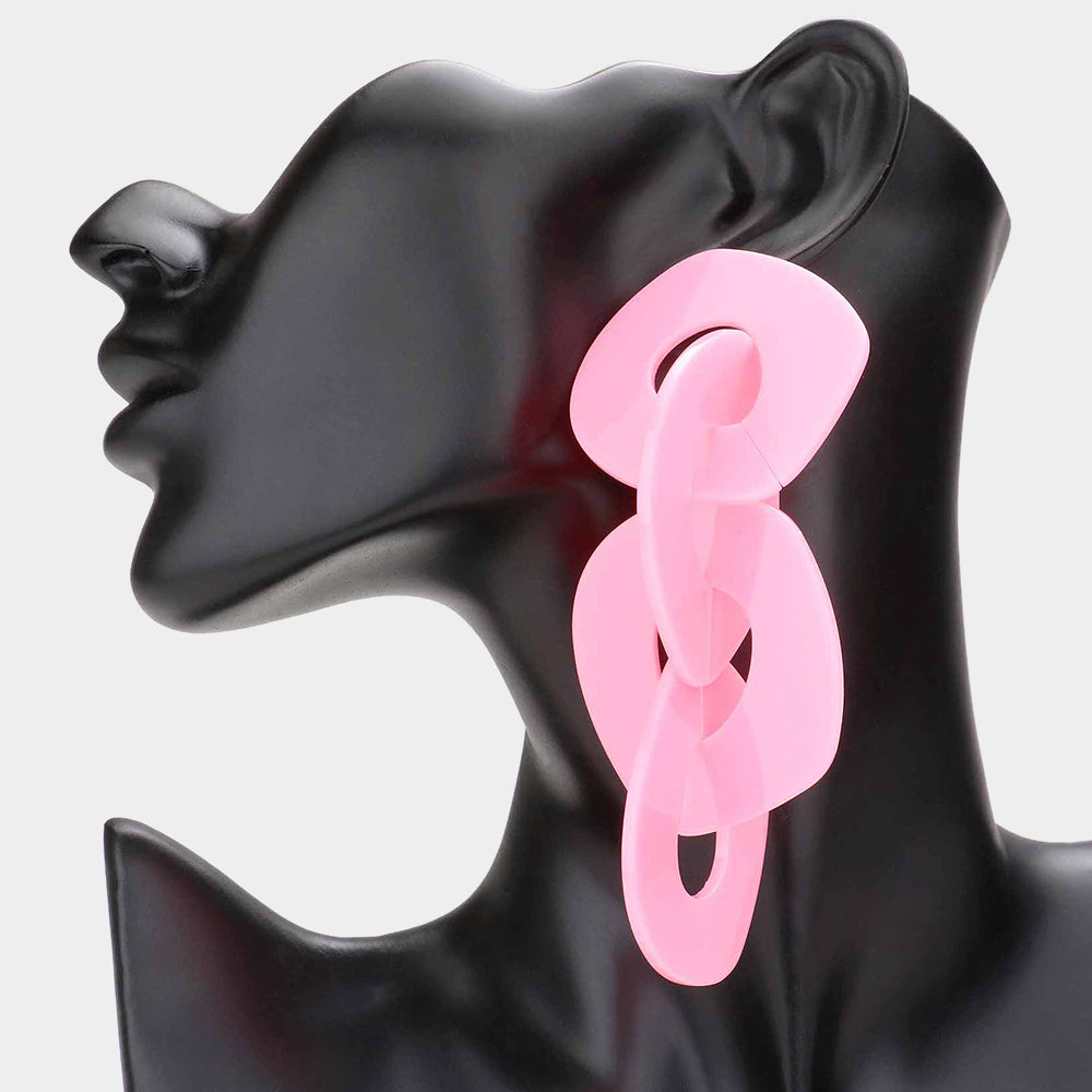 Pink Link Dangle Earrings