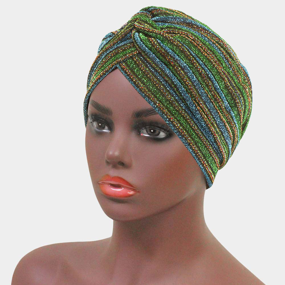 Load image into Gallery viewer, Green Multiple Stripe Turban
