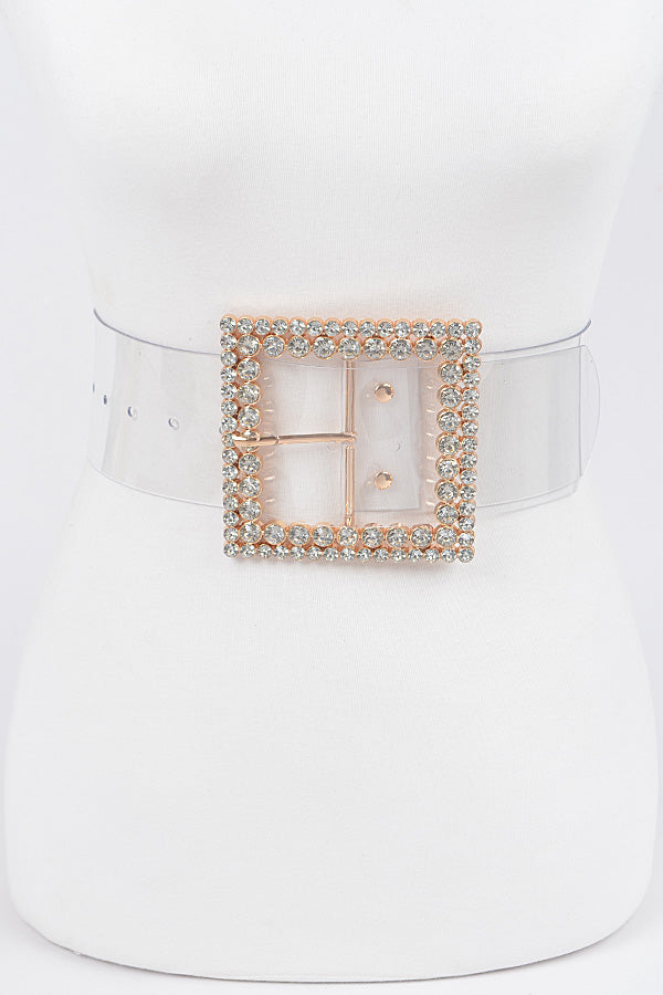 Clear Rhinestone Buckle Clear Plus Size Belt