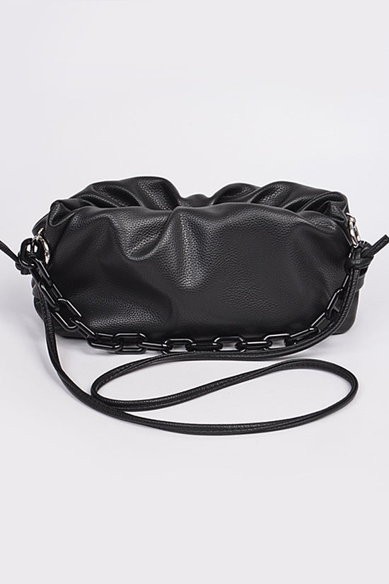 Load image into Gallery viewer, Black Shoulder Strap Leather Clutch
