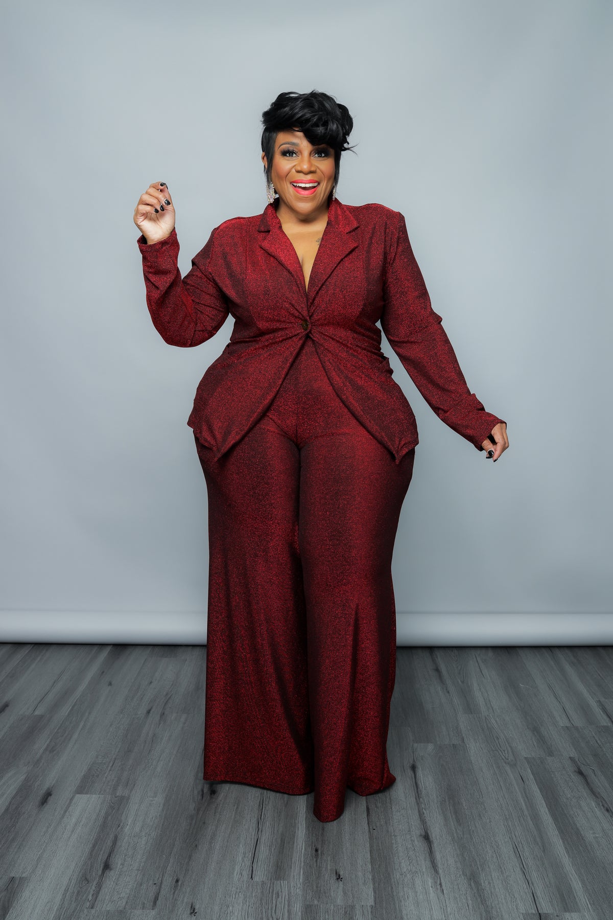 Red Shimmer Pant Suit