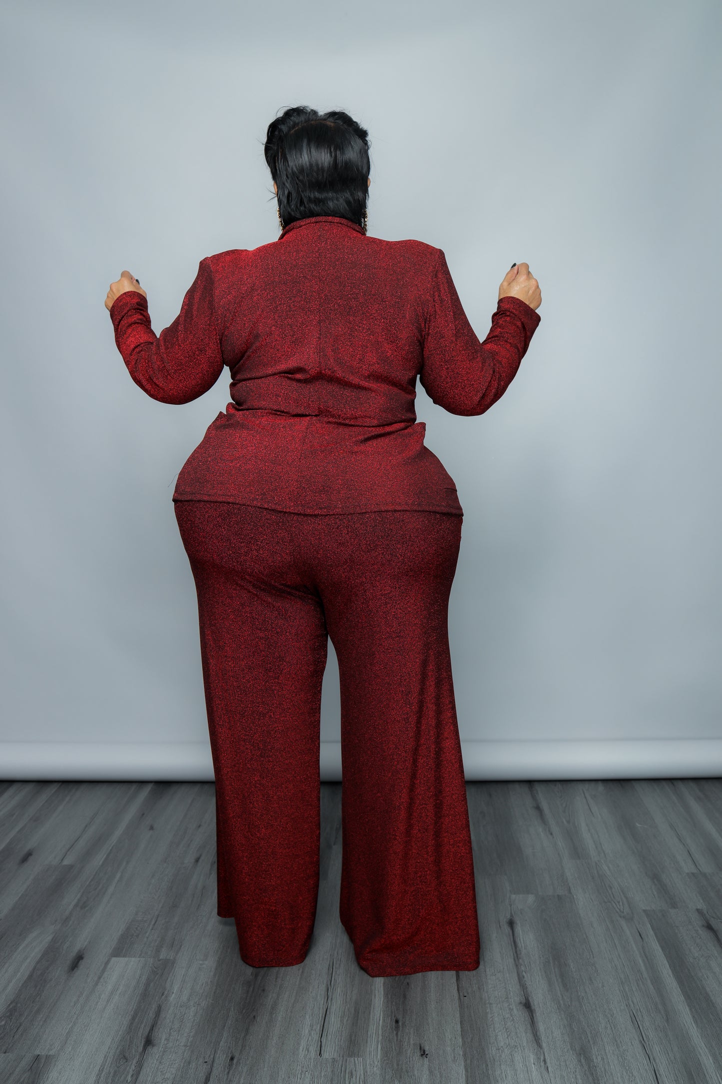 Red Shimmer Pant Suit