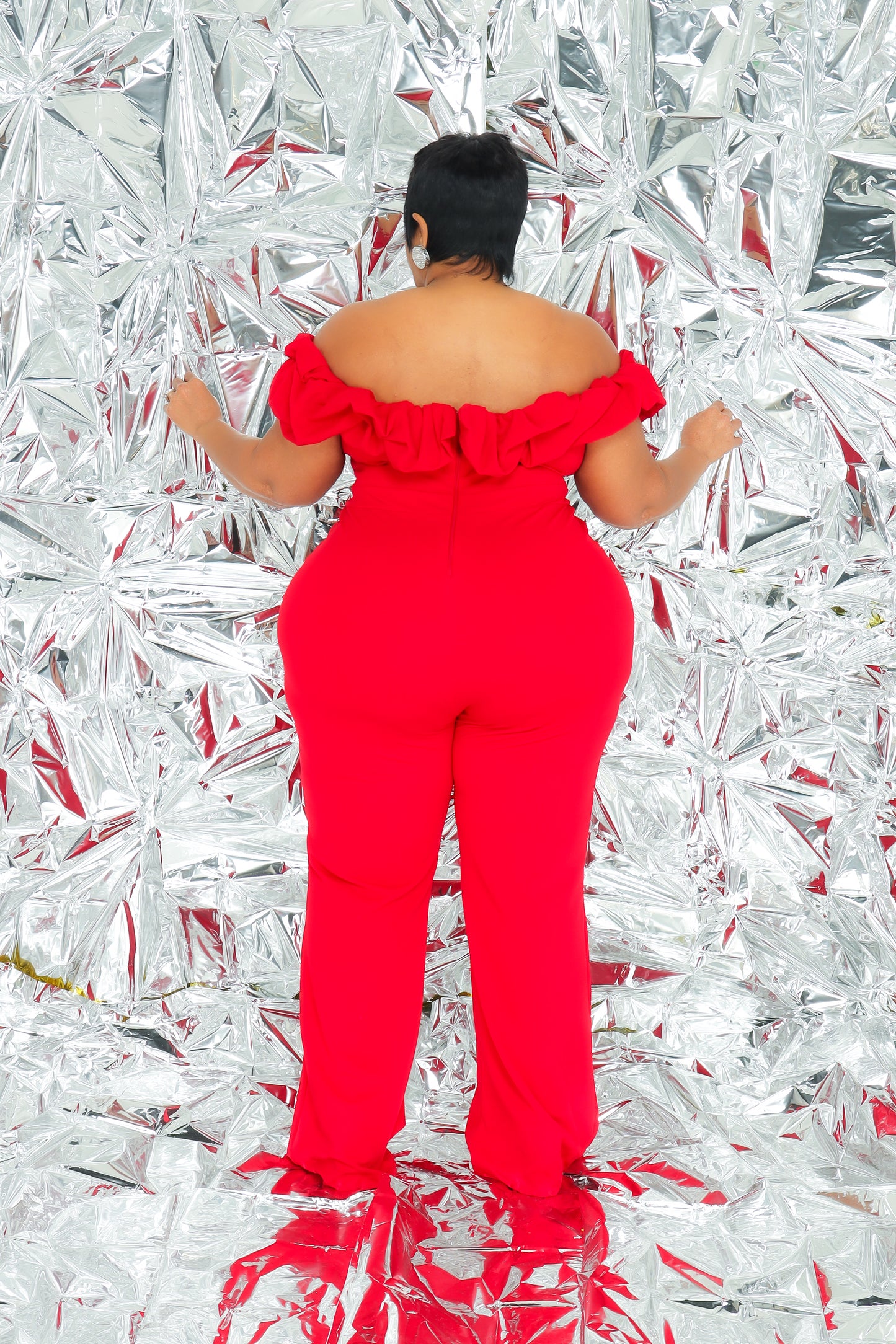 Load image into Gallery viewer, Red Reed Ruffle Jumpsuit
