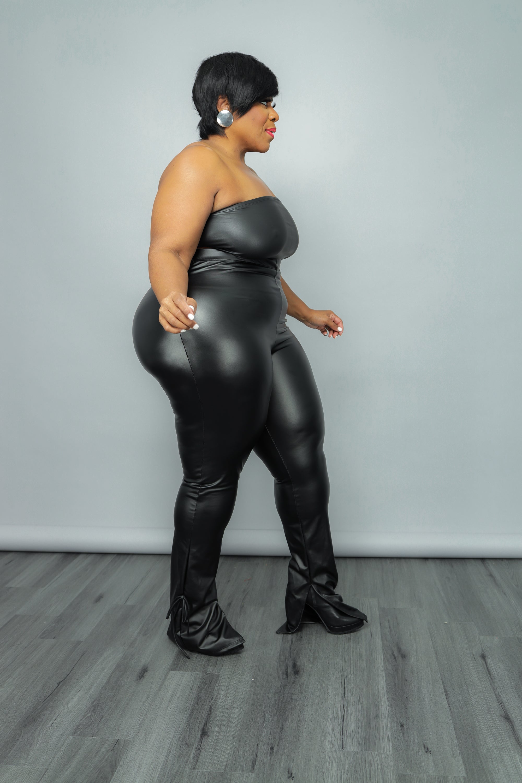 Black Tube Faux Leather Top