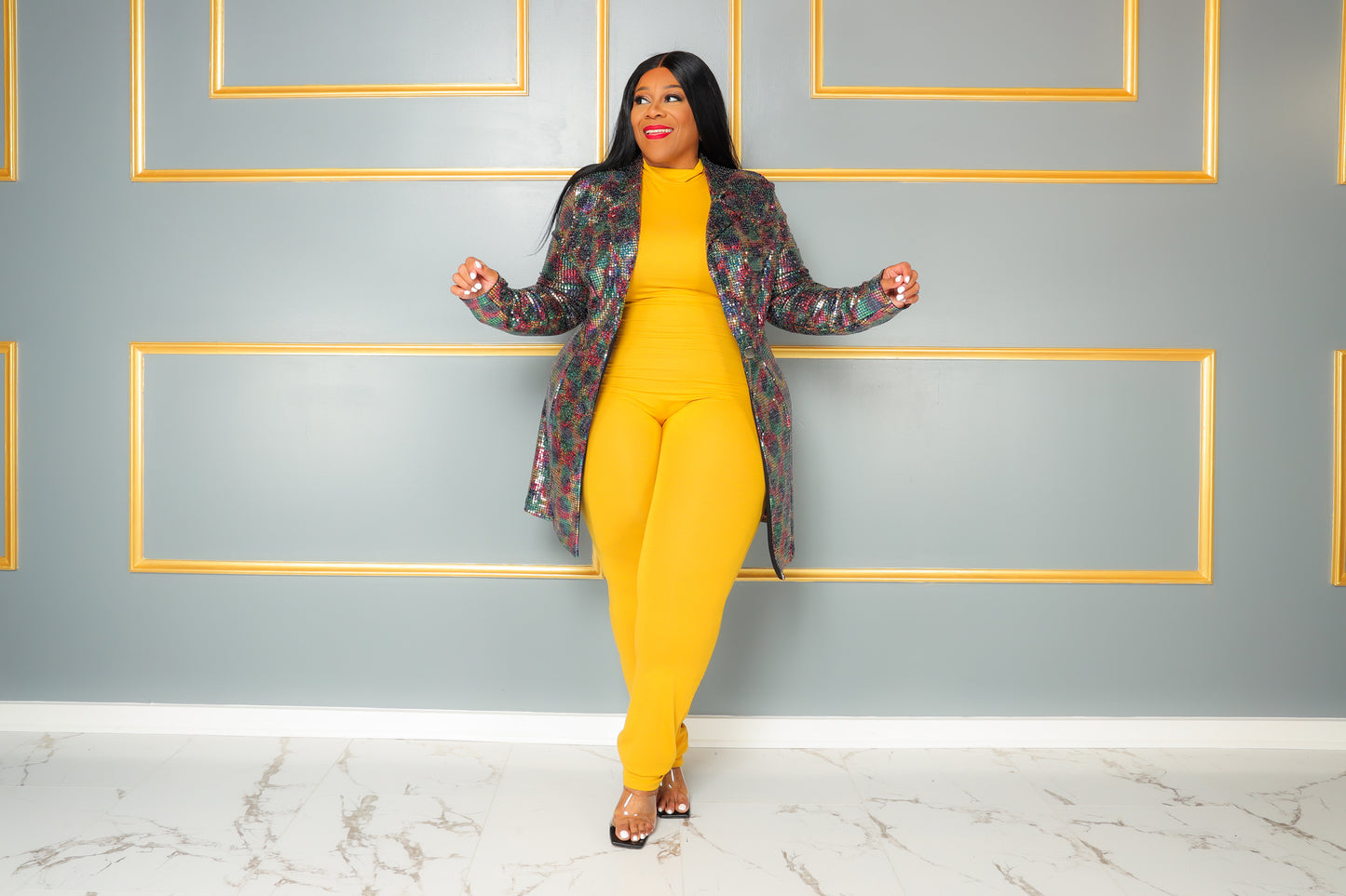 Mustard Lonnie Turtleneck Catsuit
