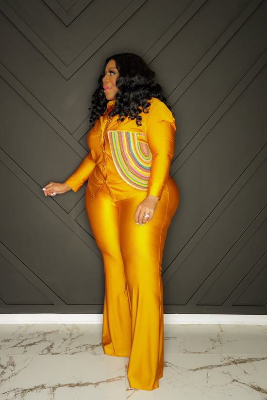 Load image into Gallery viewer, Mustard Gold Button Pant Set

