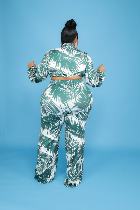 Green Palm Tree Pant Set