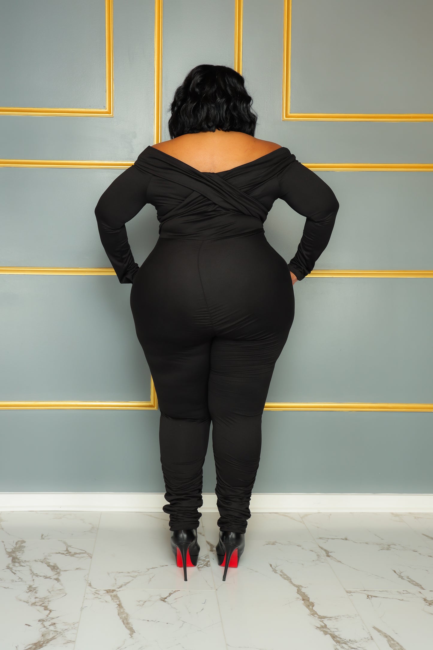Black Off Shoulder Catsuit