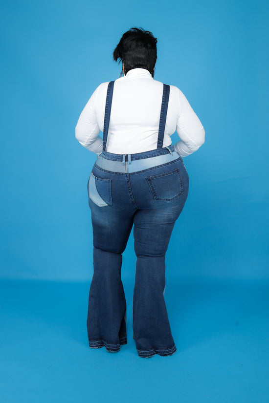 Load image into Gallery viewer, Blue Patchwork Denim Suspenders
