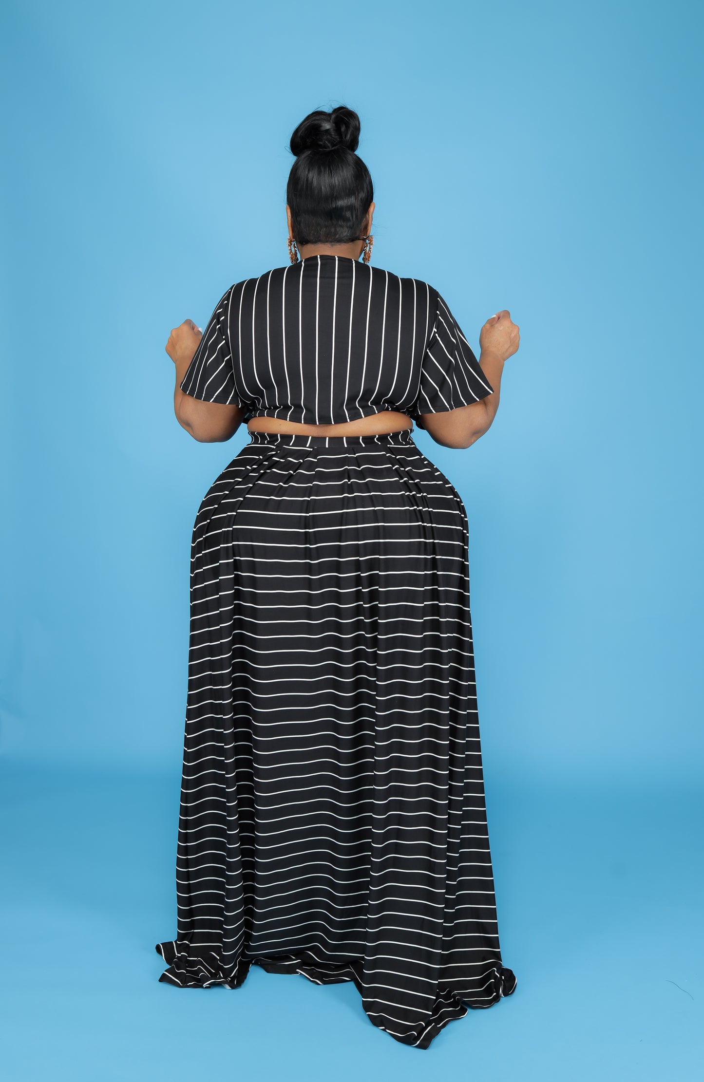 Black Stripe Lashun Skirt Set