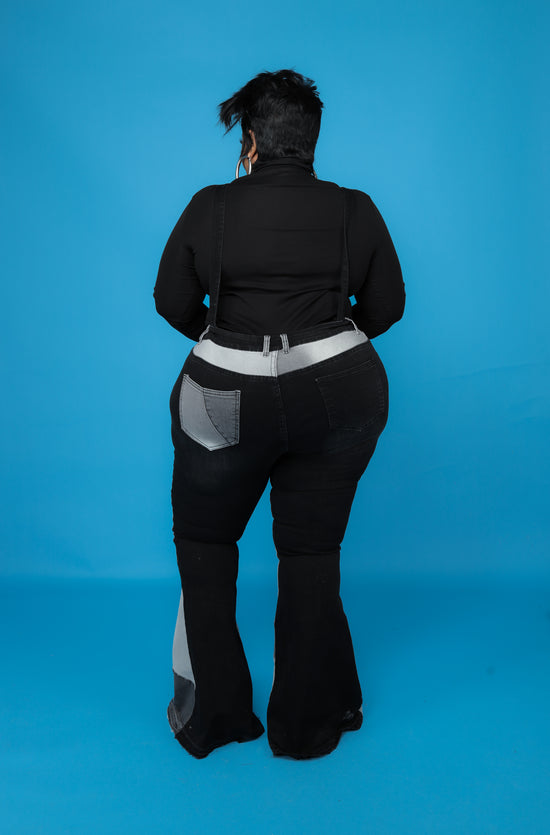 Load image into Gallery viewer, Black Patchwork Denim Suspenders
