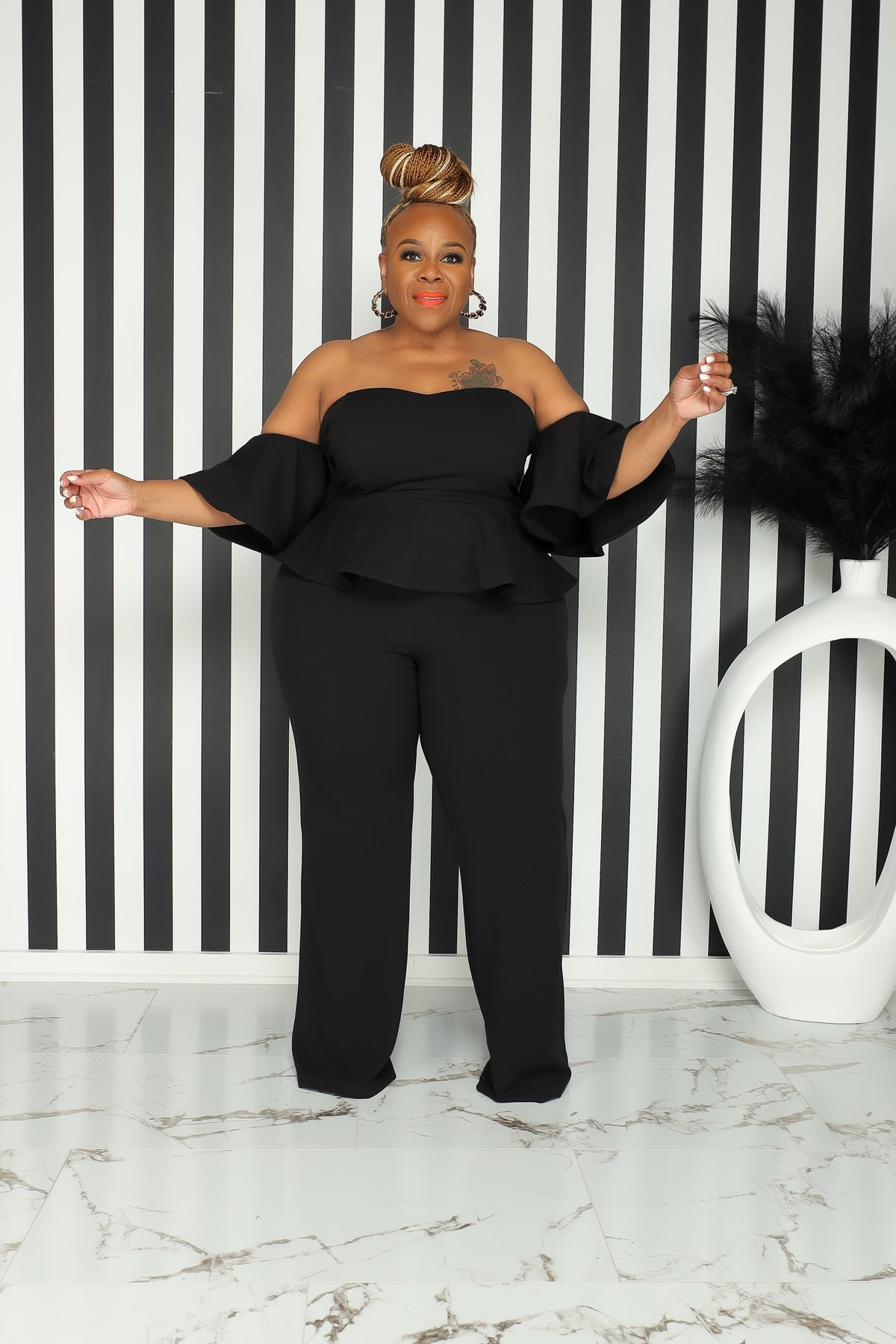 Black Always Perfect Peplum Jumpsuit