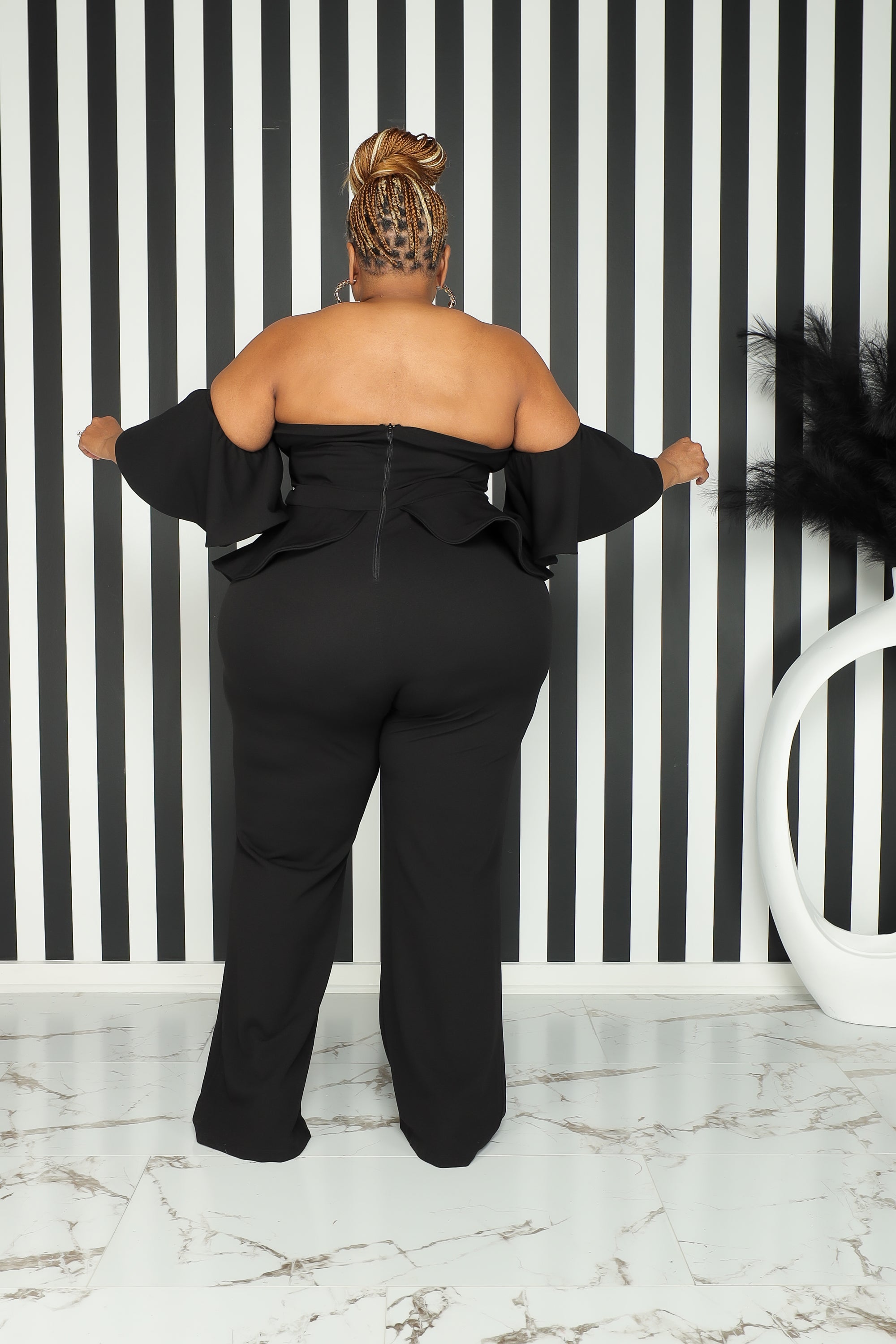 Black Always Perfect Peplum Jumpsuit 3X-20/221