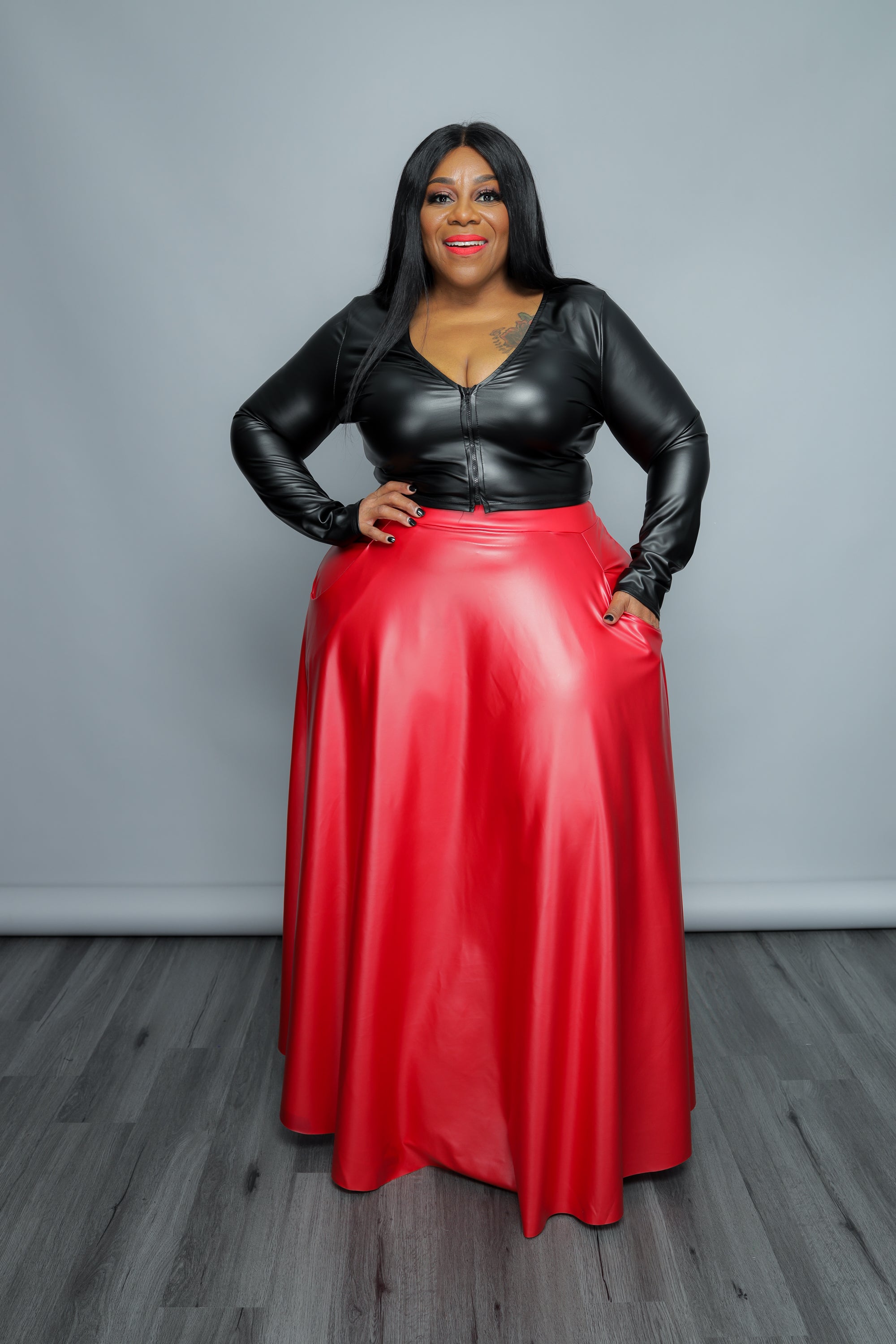 Plus size leather outlet skirt zipper