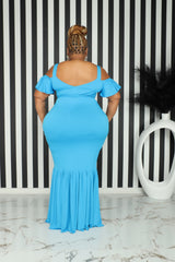 Turquoise Alice Gathered Hem Dress