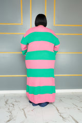 Green & Pink Stripe Knit Cardigan