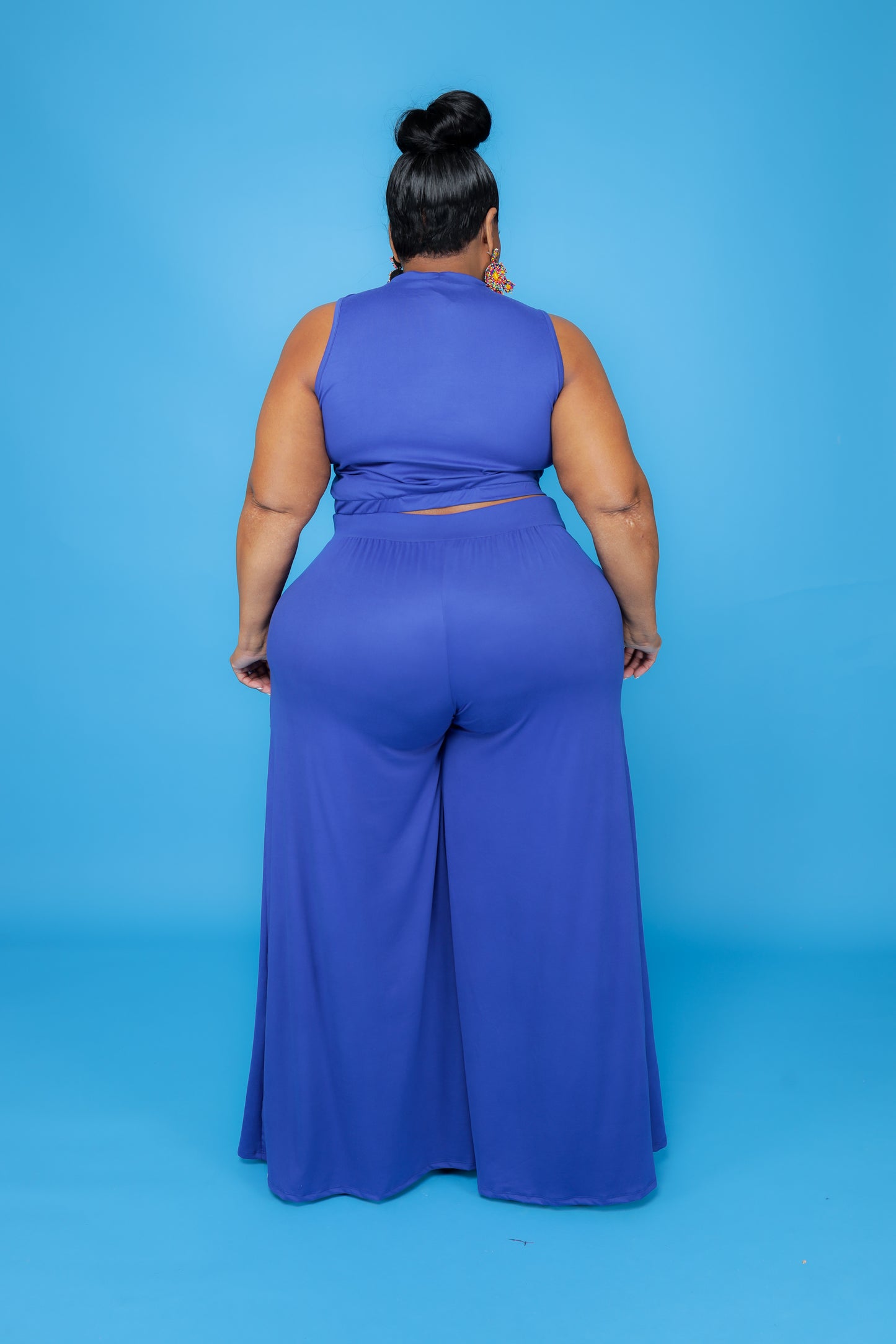 Load image into Gallery viewer, Royal Blue Cut-Out Wide-Leg Set
