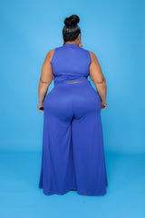 Royal Blue Cut-Out Wide-Leg Set