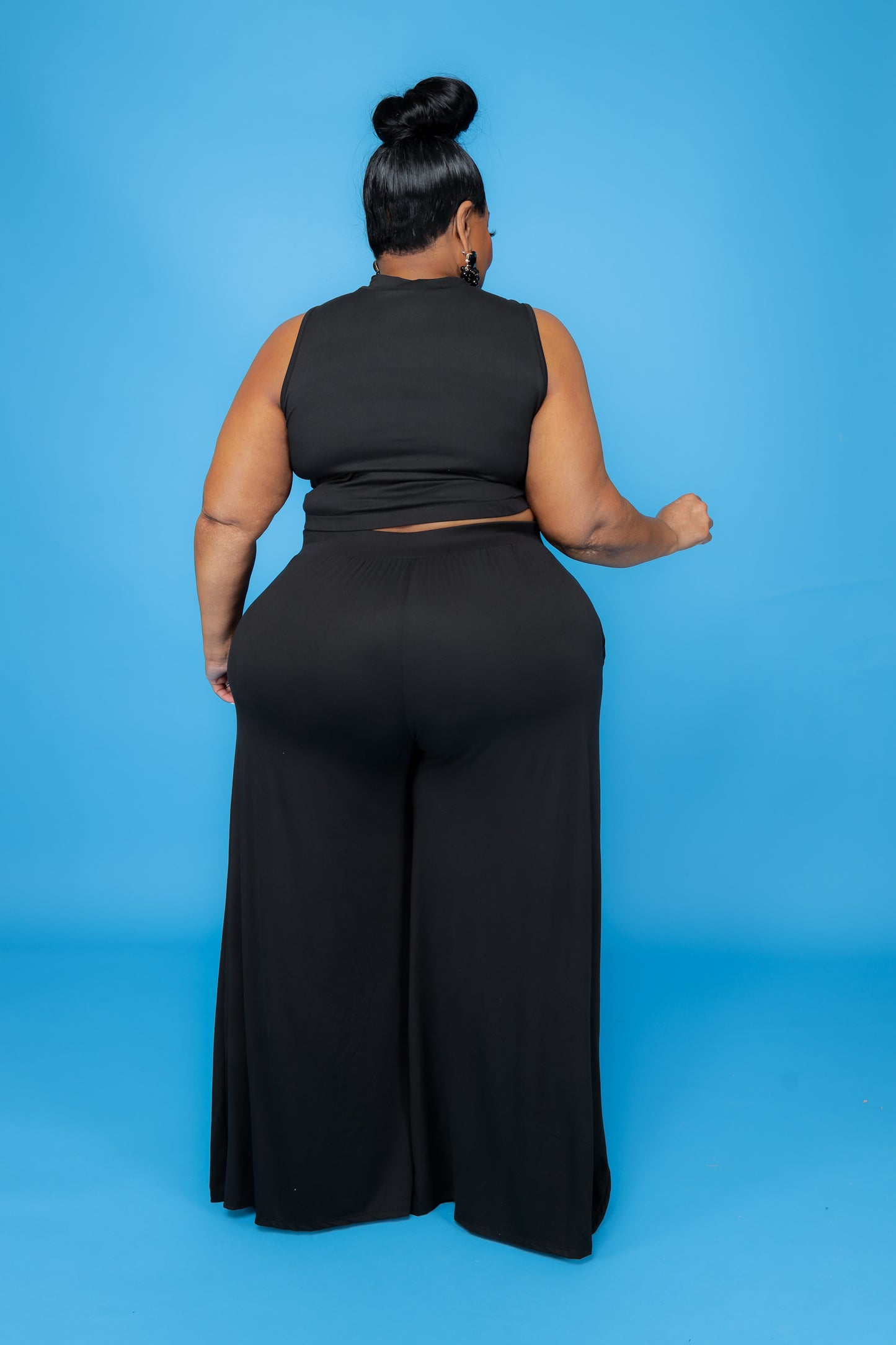Black Cut-Out Wide-Leg Set
