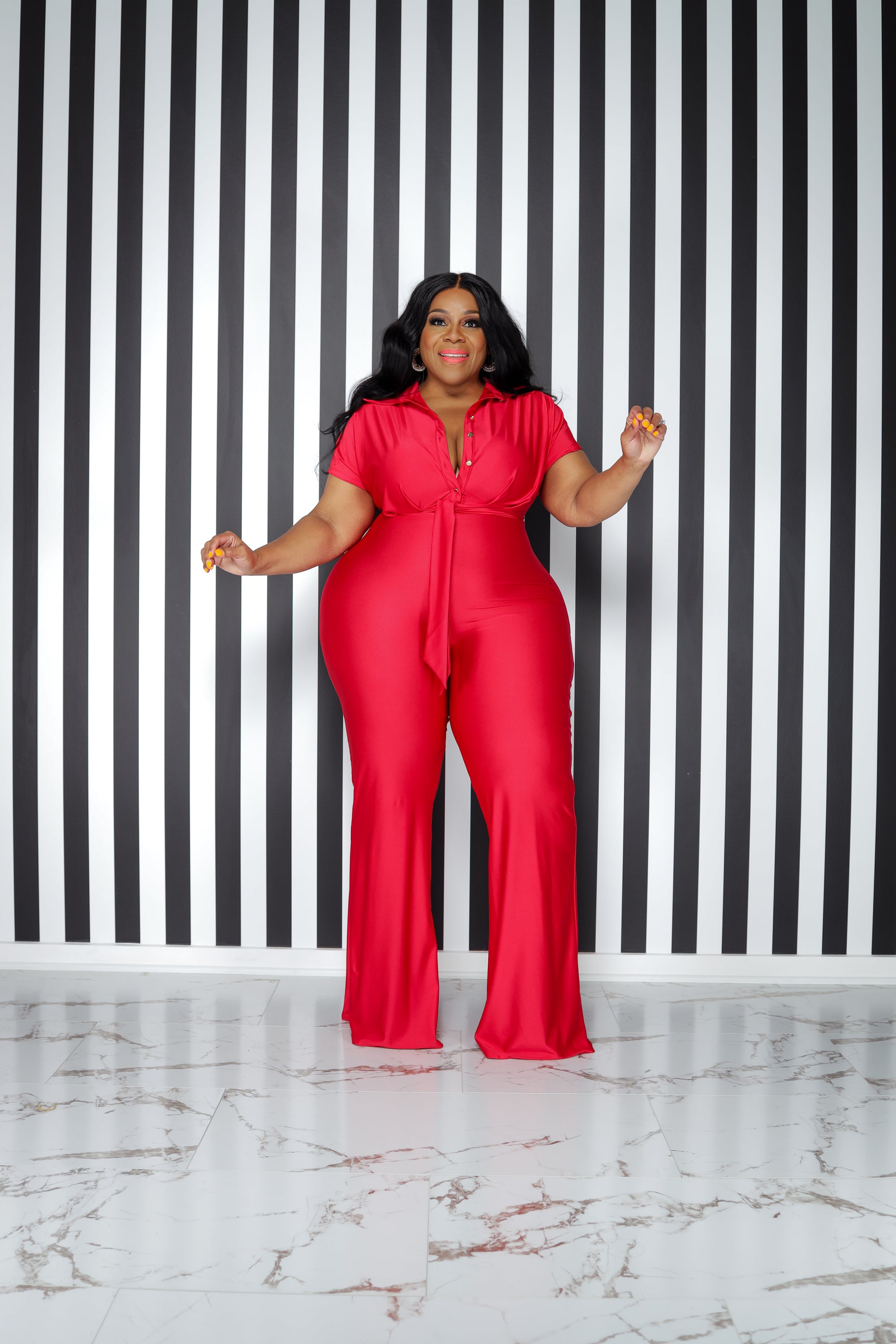 Red Thommy Flare Jumpsuit