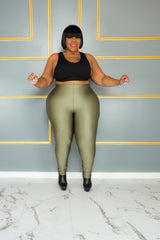 Olive Shiny Leggings