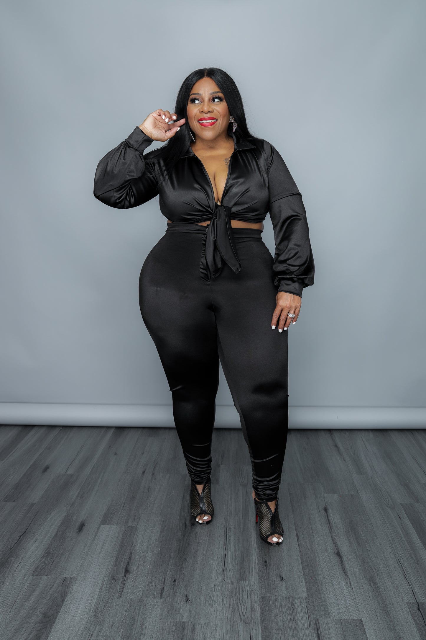Black Sexy In Satin Set