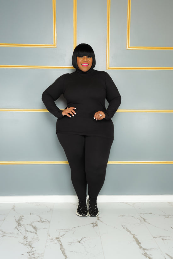 Black Comfy Turtleneck Set