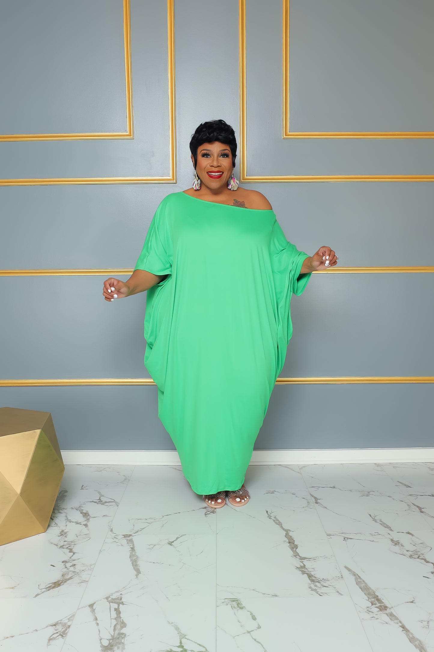 Green Unbalanced Dress