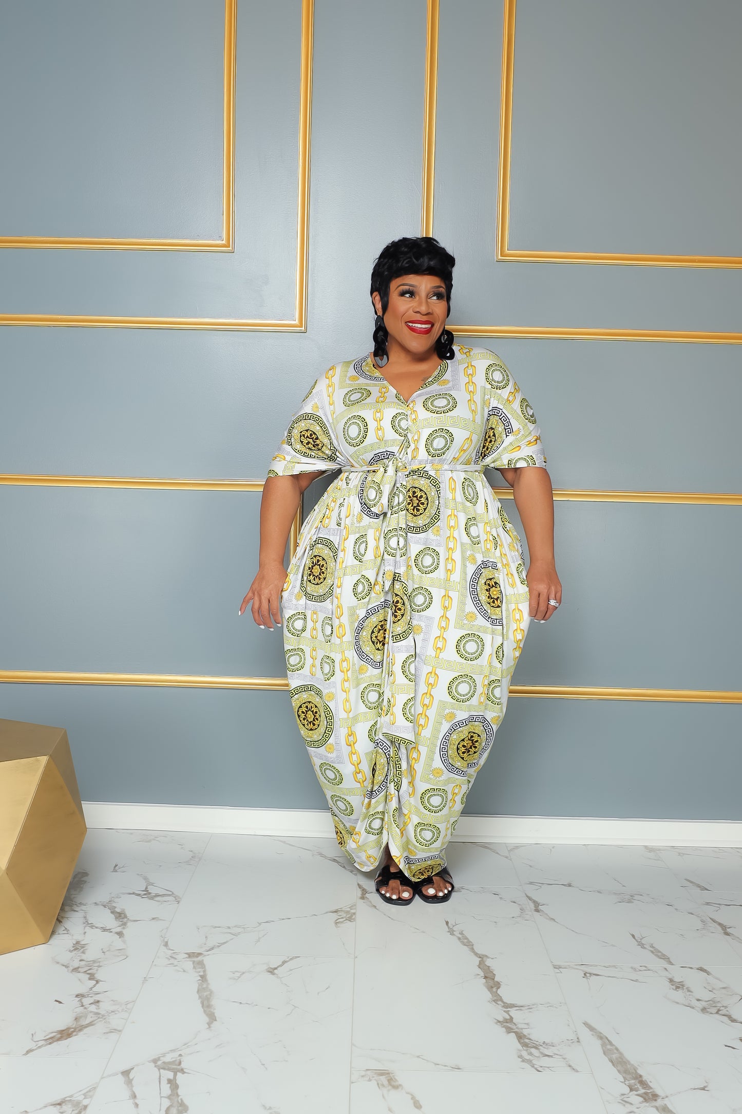 Load image into Gallery viewer, Yellow Medusa Print Dress
