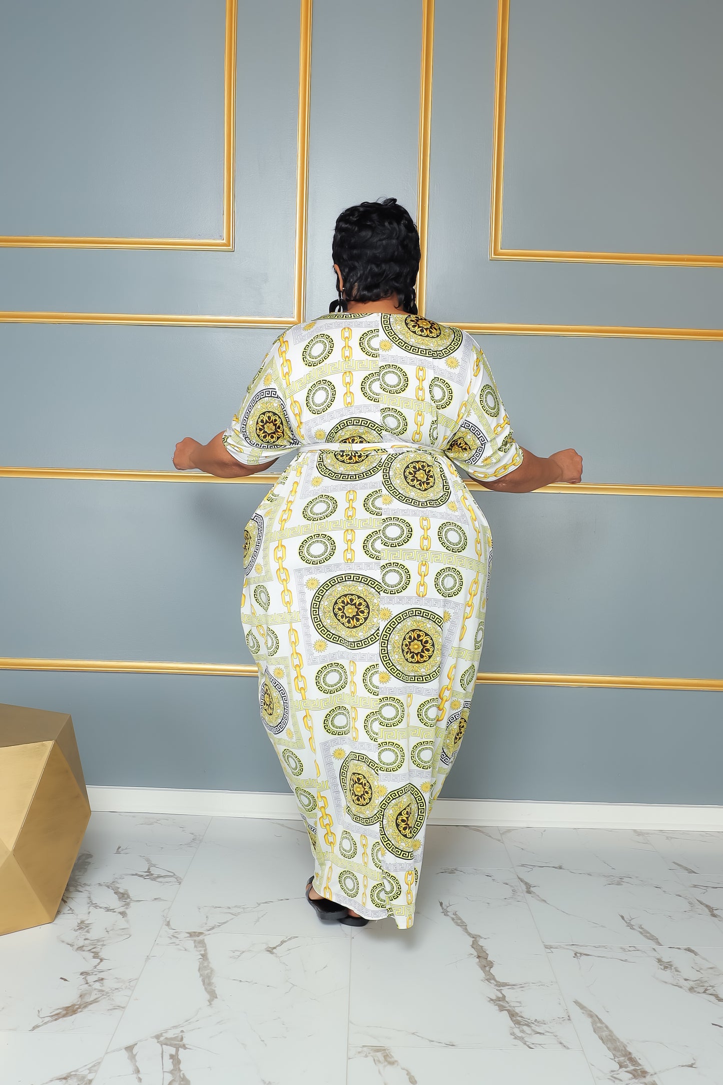 Yellow Medusa Print Dress